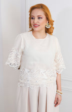 Blusa beige con bordado