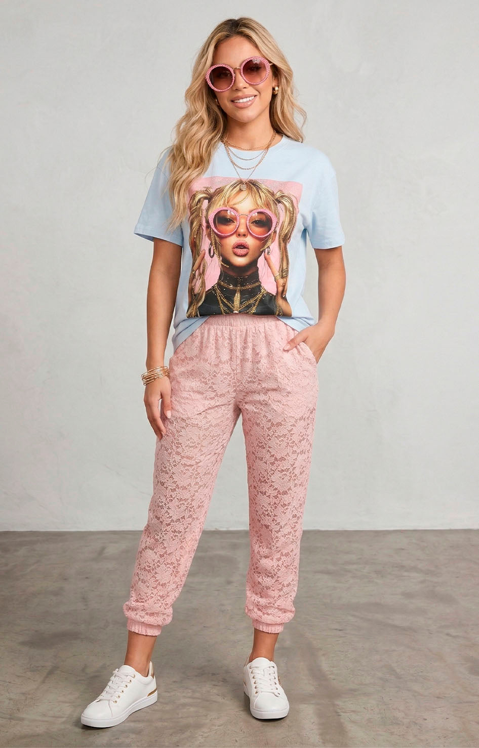 Pantalón encaje rosa - PANTALON REGULAR Boutiquemirel 