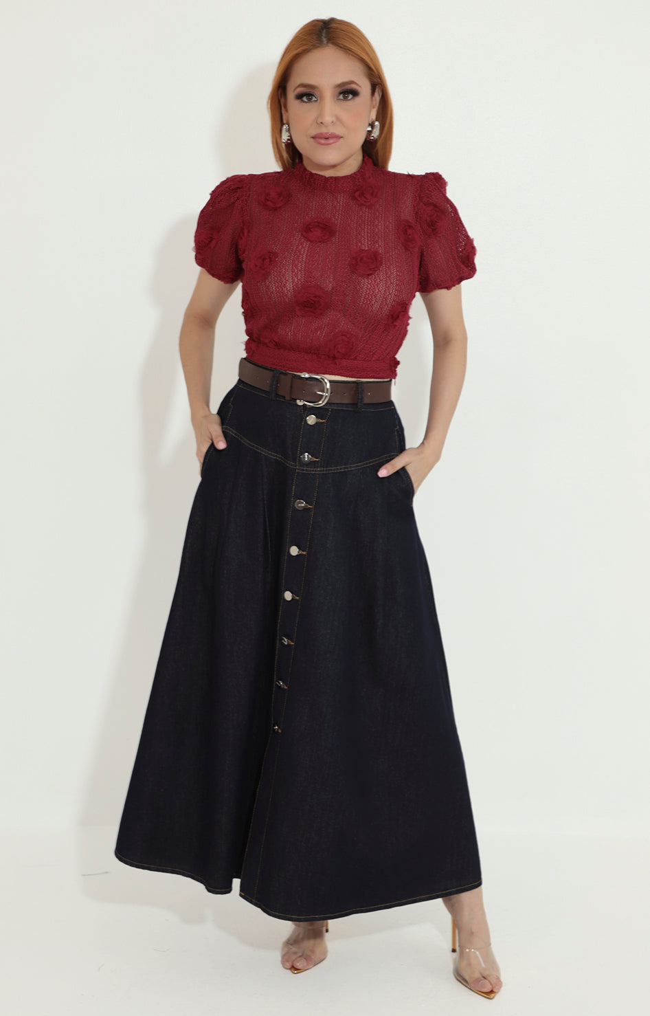 Blusa vino de encaje - BLUSA Boutiquemirel 