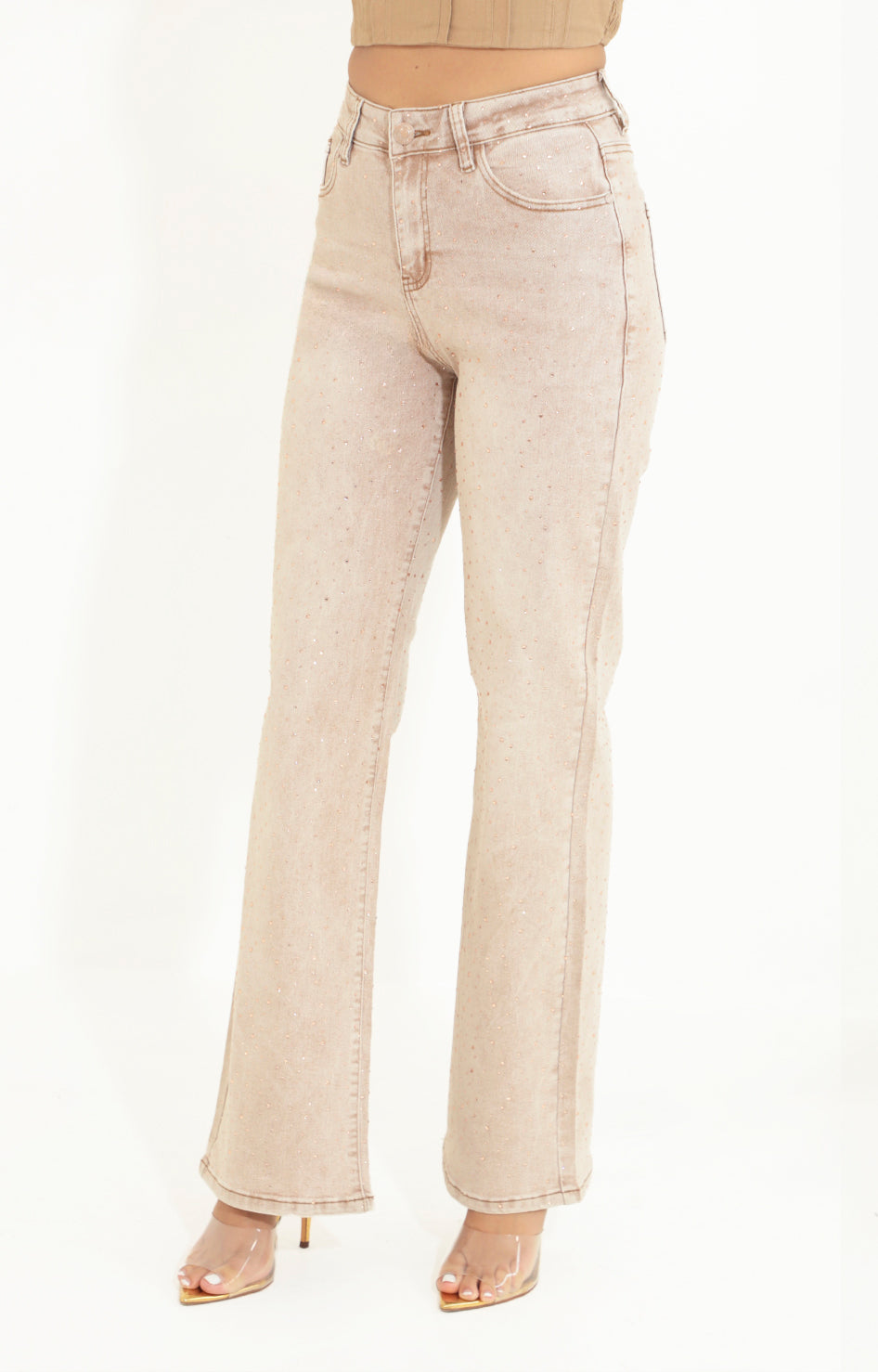 Pantalón beige con brillos - PANTALON Boutiquemirel 