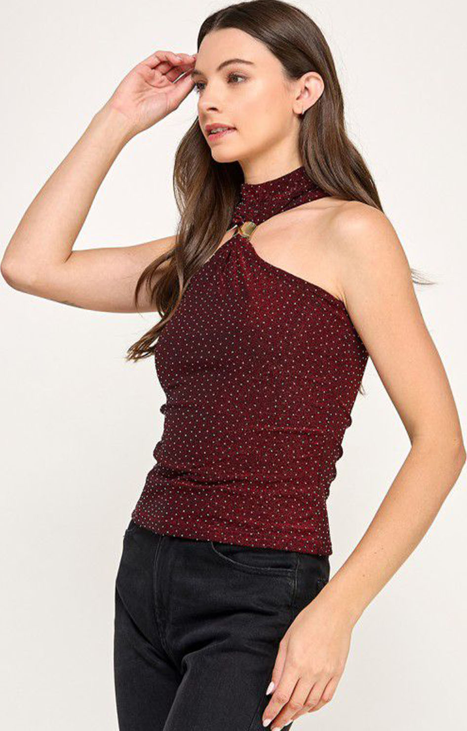 Blusa vino asimétrica