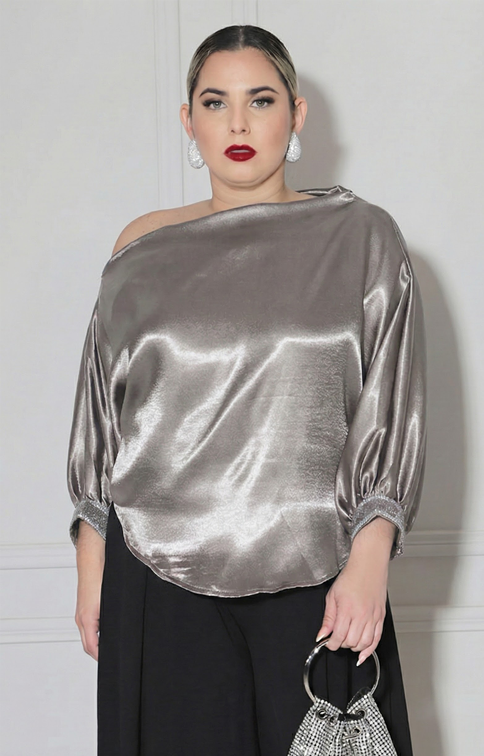 Blusa gris satinada - BLUSA XL Boutiquemirel 