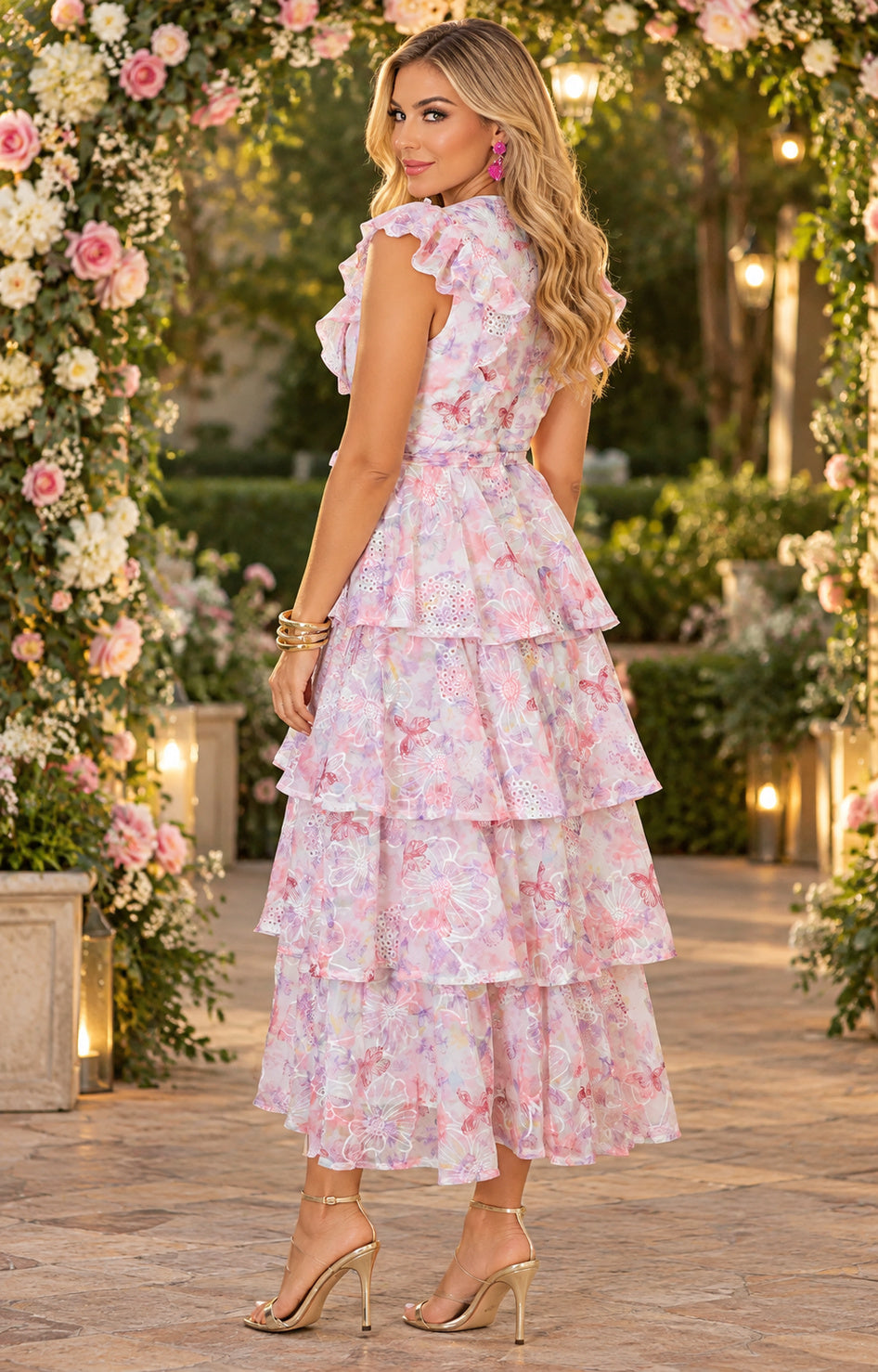 Vestido rosa estampado