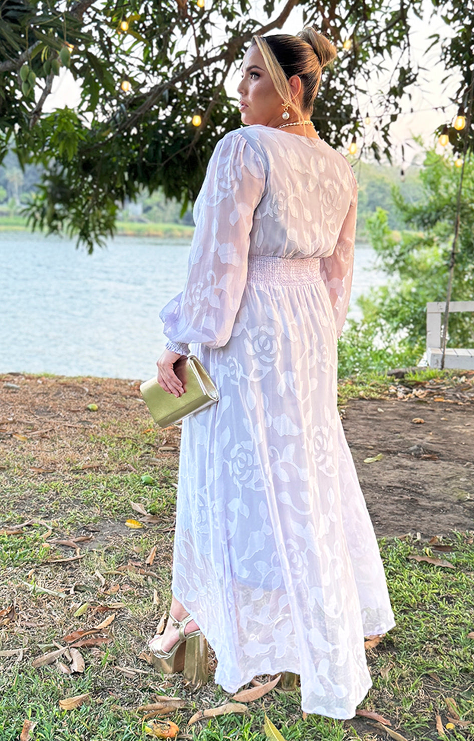 Vestido lila estampado en relieve floral - VESTIDO Boutiquemirel 