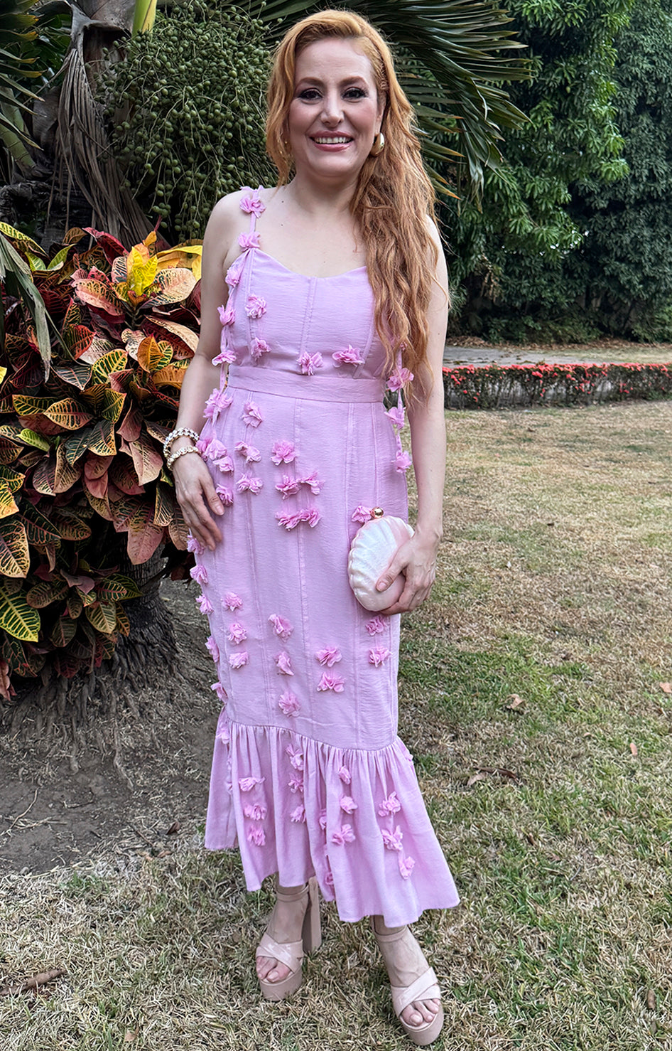 Vestido rosa con flores 3D - VESTIDO Boutiquemirel 