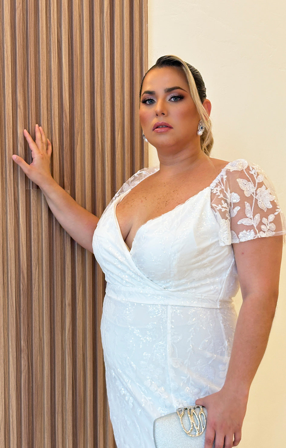 Vestido blanco con glitter y transparencia en manga - VESTIDO Boutiquemirel 