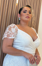 Vestido blanco con glitter y transparencia en manga - VESTIDO Boutiquemirel 