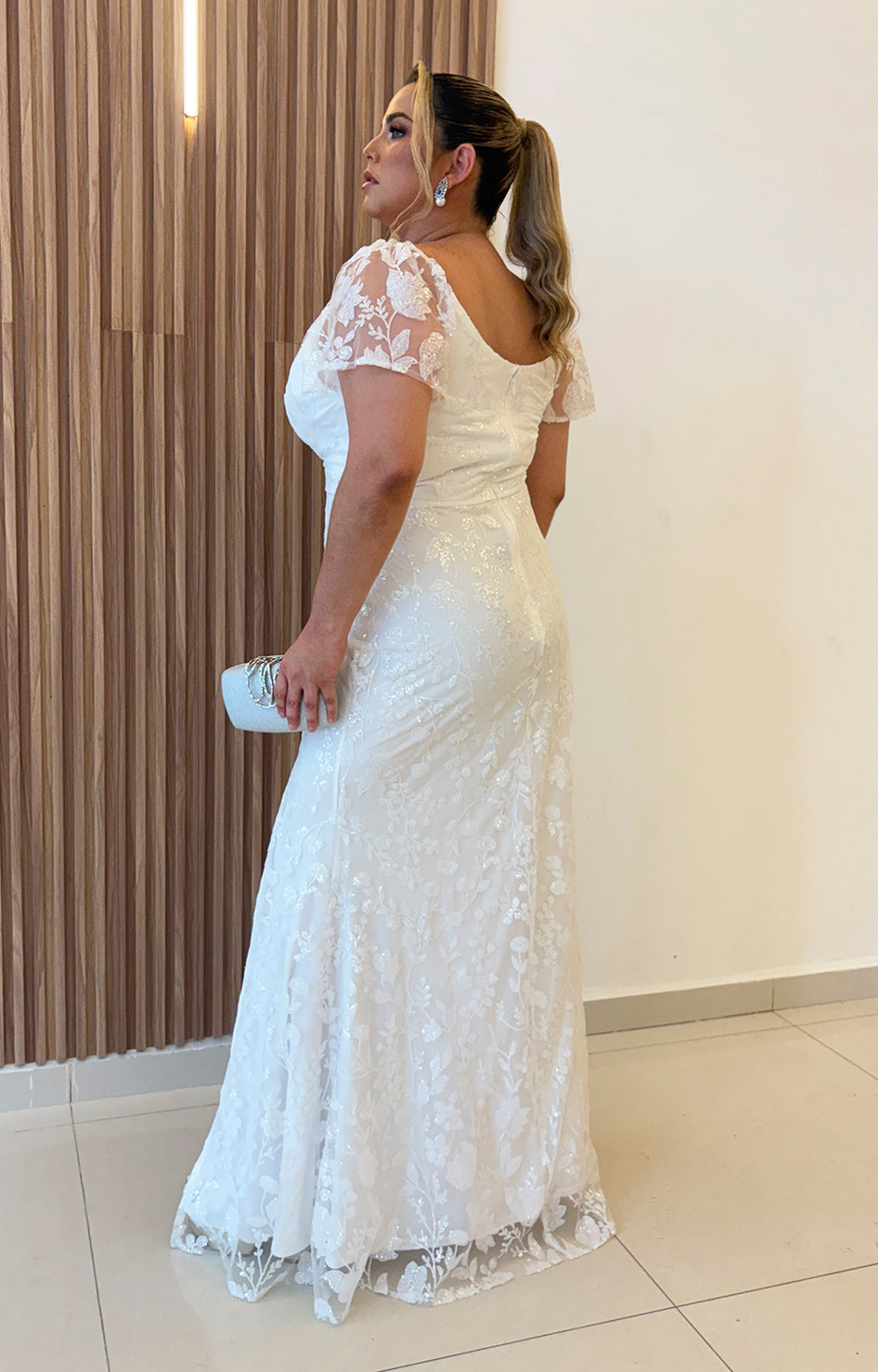 Vestido blanco con glitter y transparencia en manga - VESTIDO Boutiquemirel 