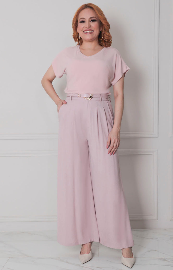 Pantalòn rosa con cinturòn - PANTALON REGULAR Boutiquemirel 