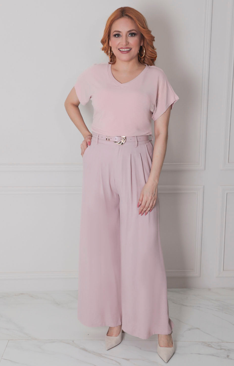Pantalòn rosa con cinturòn - PANTALON REGULAR Boutiquemirel 