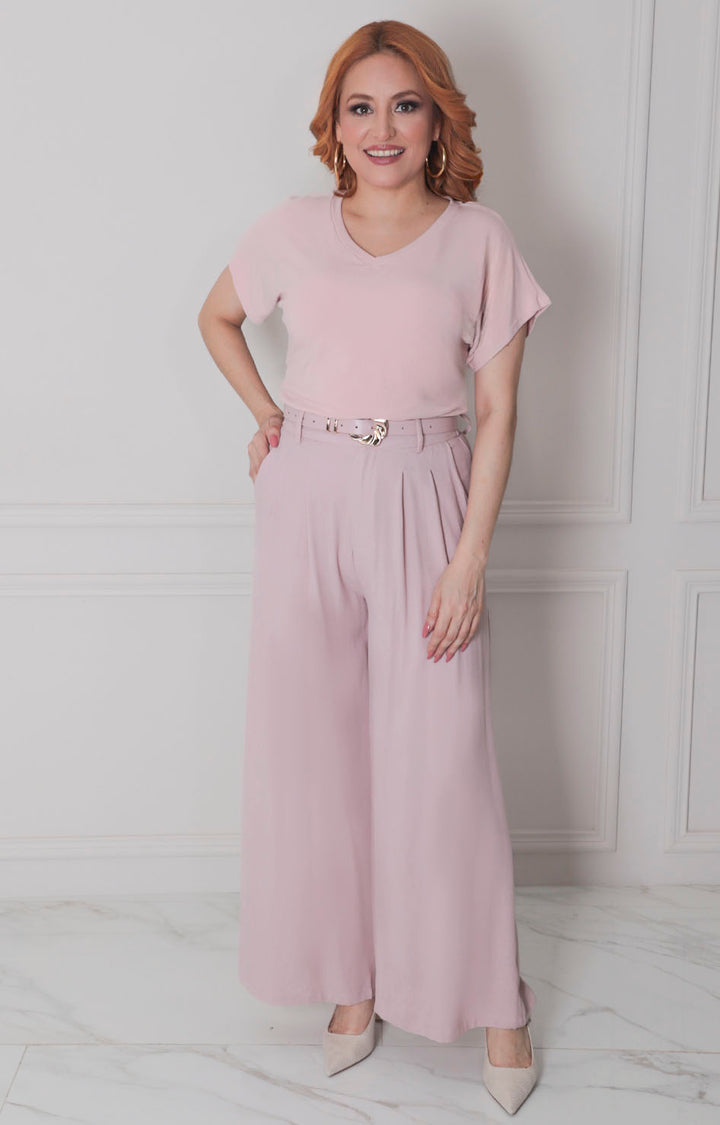 Pantalòn rosa con cinturòn - PANTALON REGULAR Boutiquemirel 