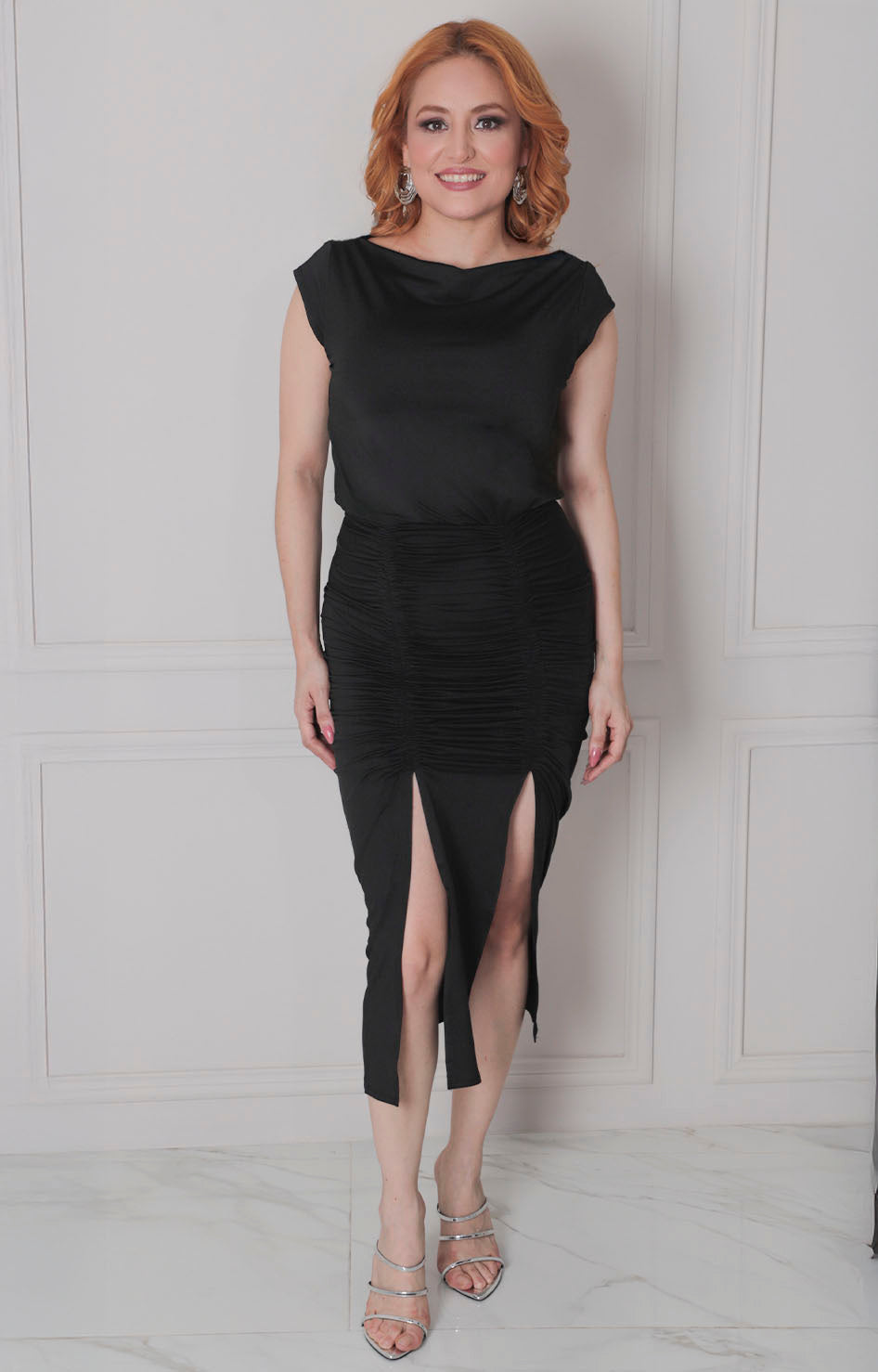 Vestido negro fruncido - VESTIDO Boutiquemirel 