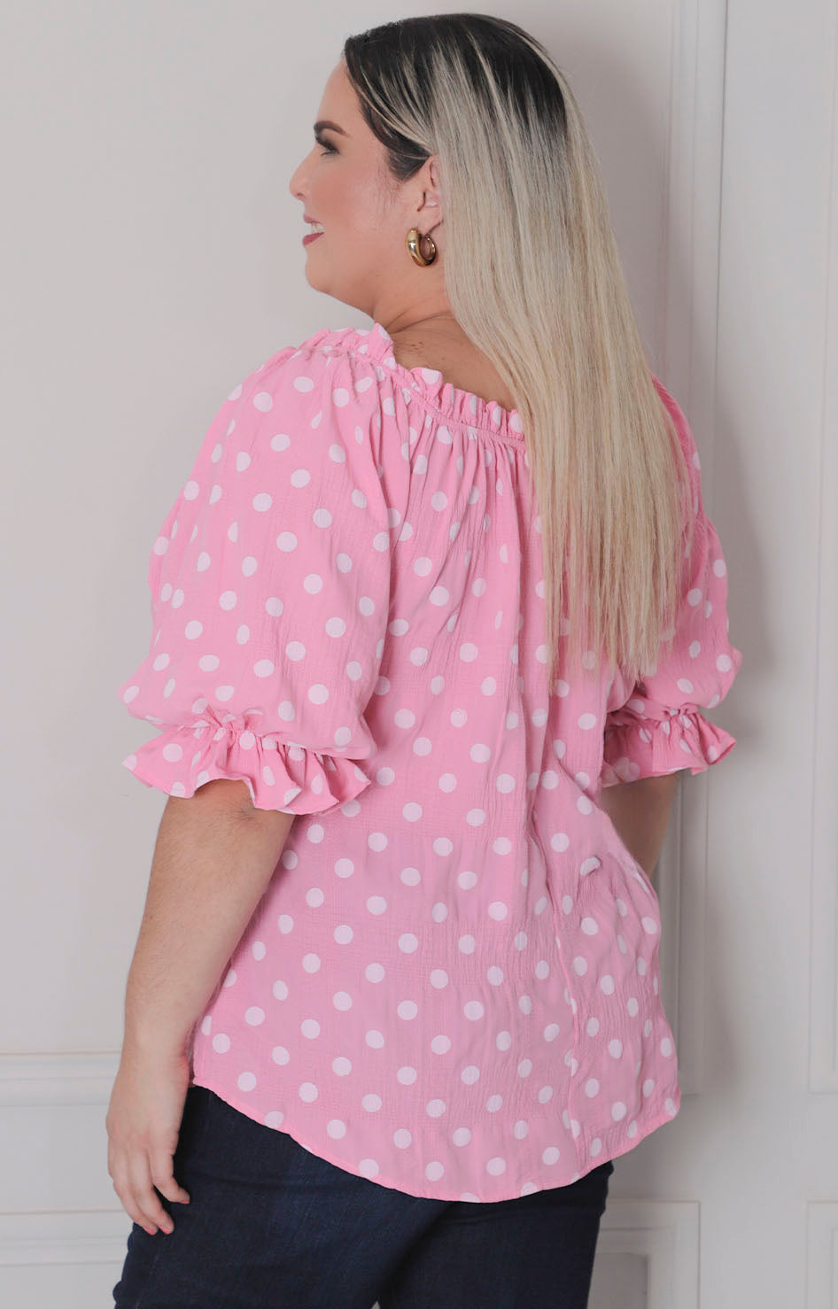 Blusa estampada polka dots - BLUSAS CURVY Boutiquemirel 