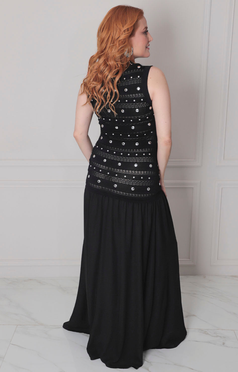 Vestido negro con estoperoles - VESTIDO LARGO REGULAR Boutiquemirel 