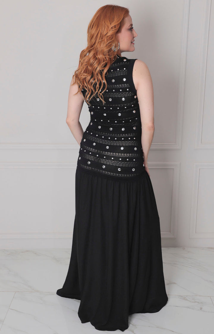 Vestido negro con estoperoles - VESTIDO LARGO REGULAR Boutiquemirel 