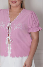 Blusa rosa con bordado - BLUSAS CURVY Boutiquemirel 