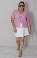 Blusa rosa con bordado - BLUSAS CURVY Boutiquemirel 
