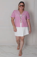 Blusa rosa con bordado - BLUSAS CURVY Boutiquemirel 