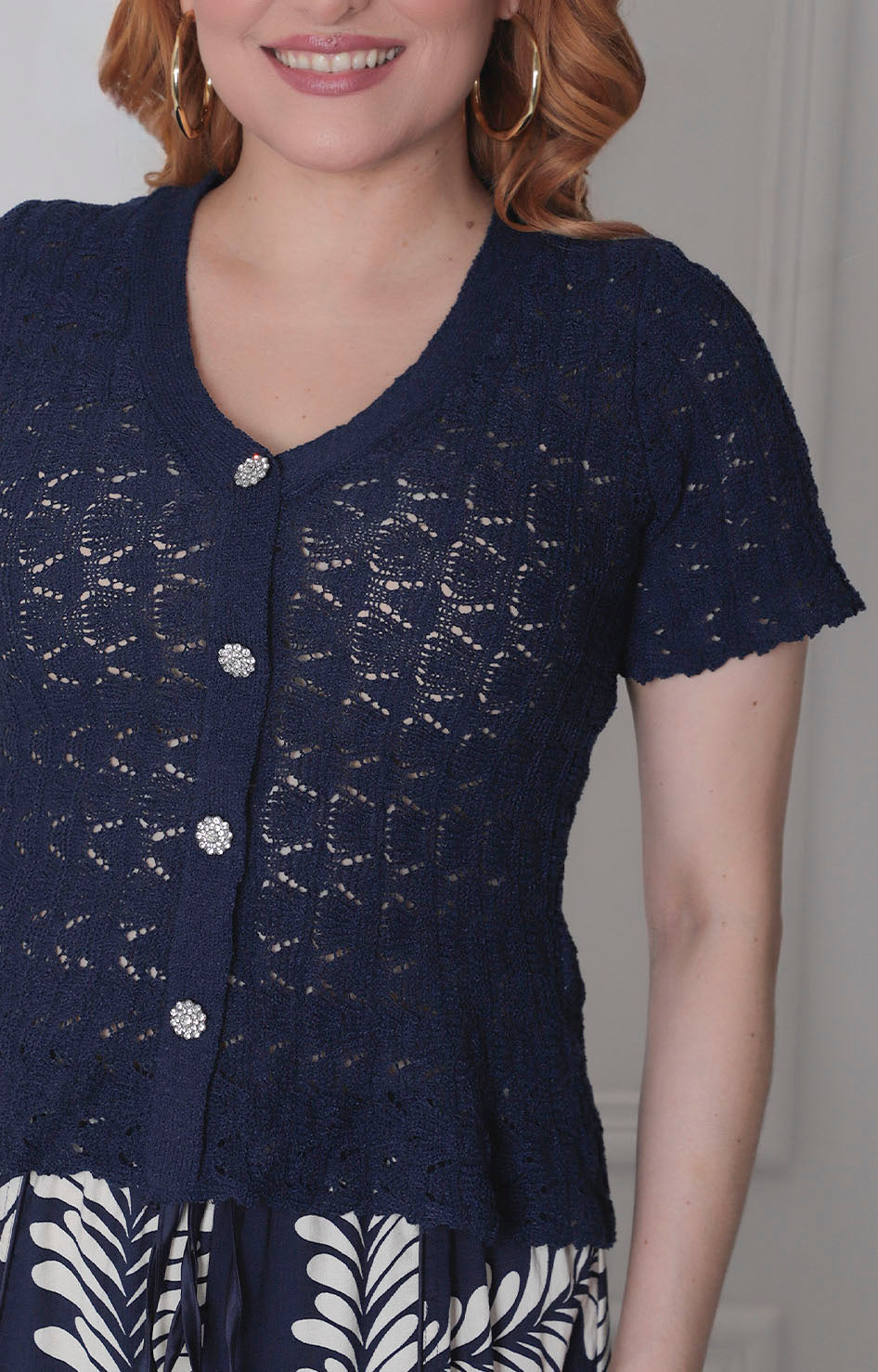 Blusa azul marino con botones - BLUSAS REGULAR Boutiquemirel 