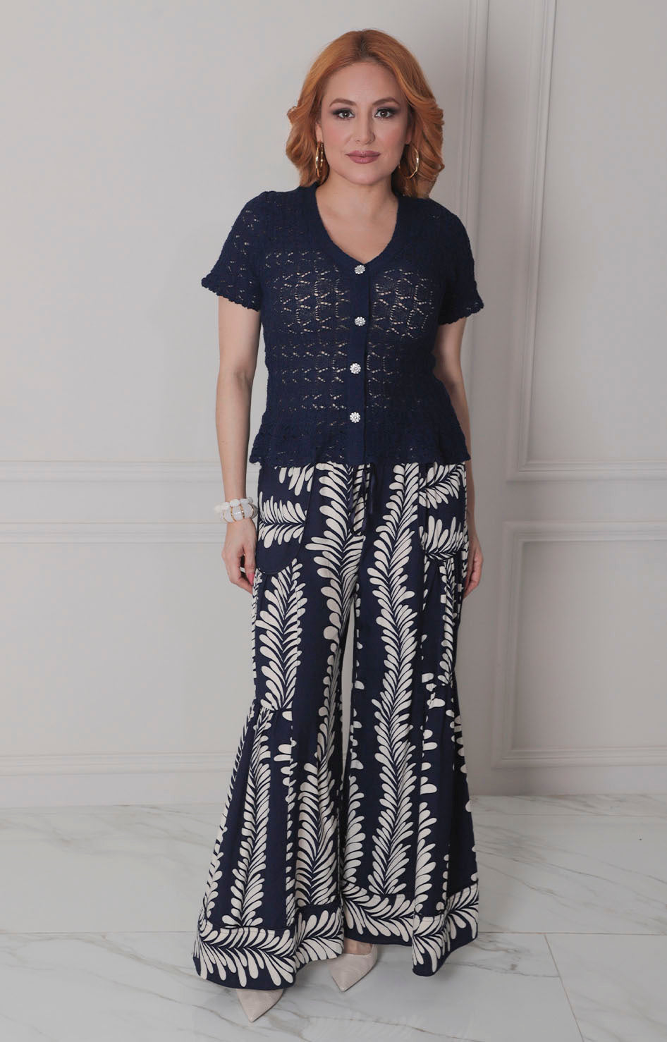 Pantalón azul estampado - PANTALON Boutiquemirel 
