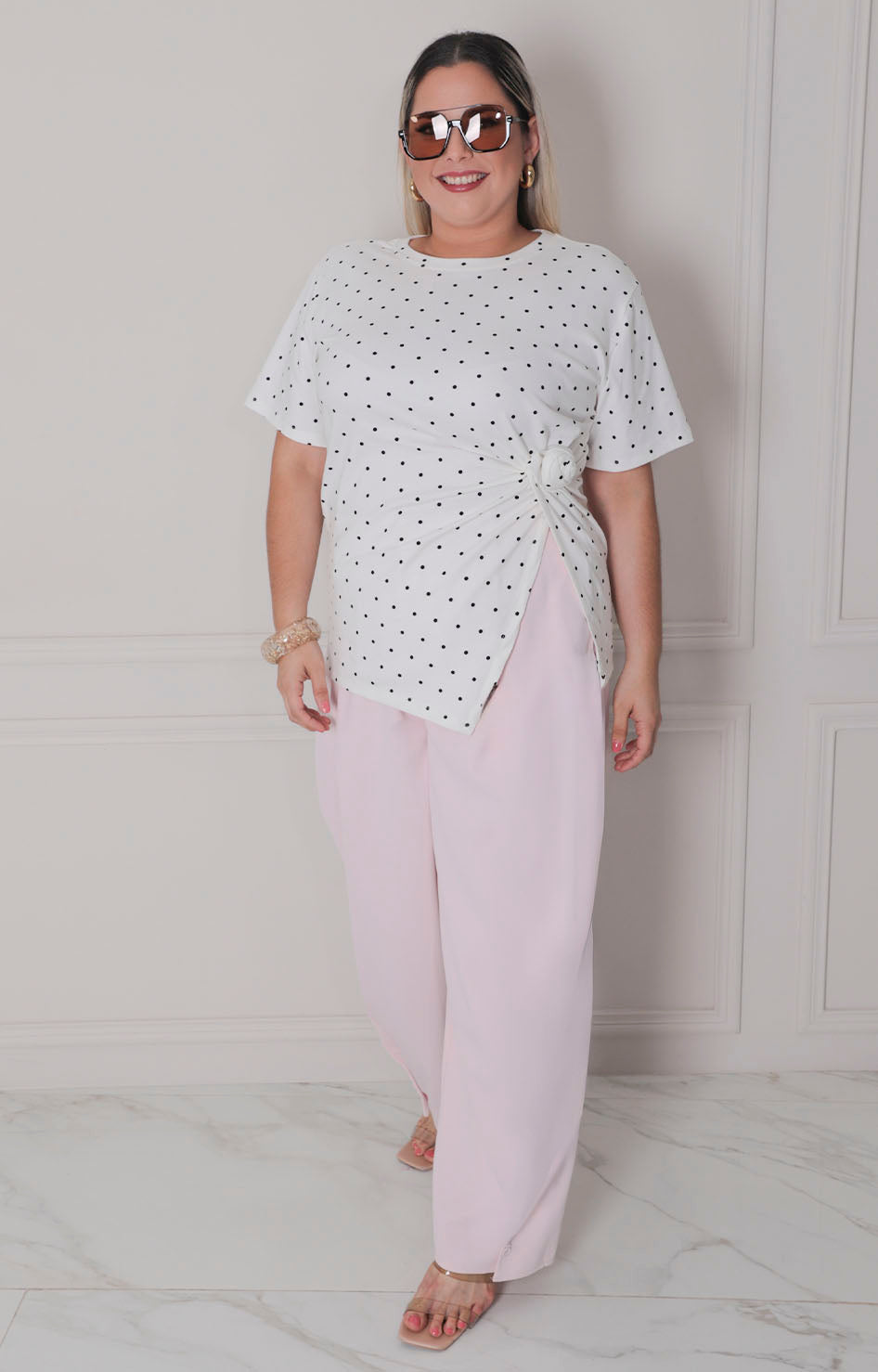 Blusa estampada polka dots - BLUSAS CURVY Boutiquemirel 