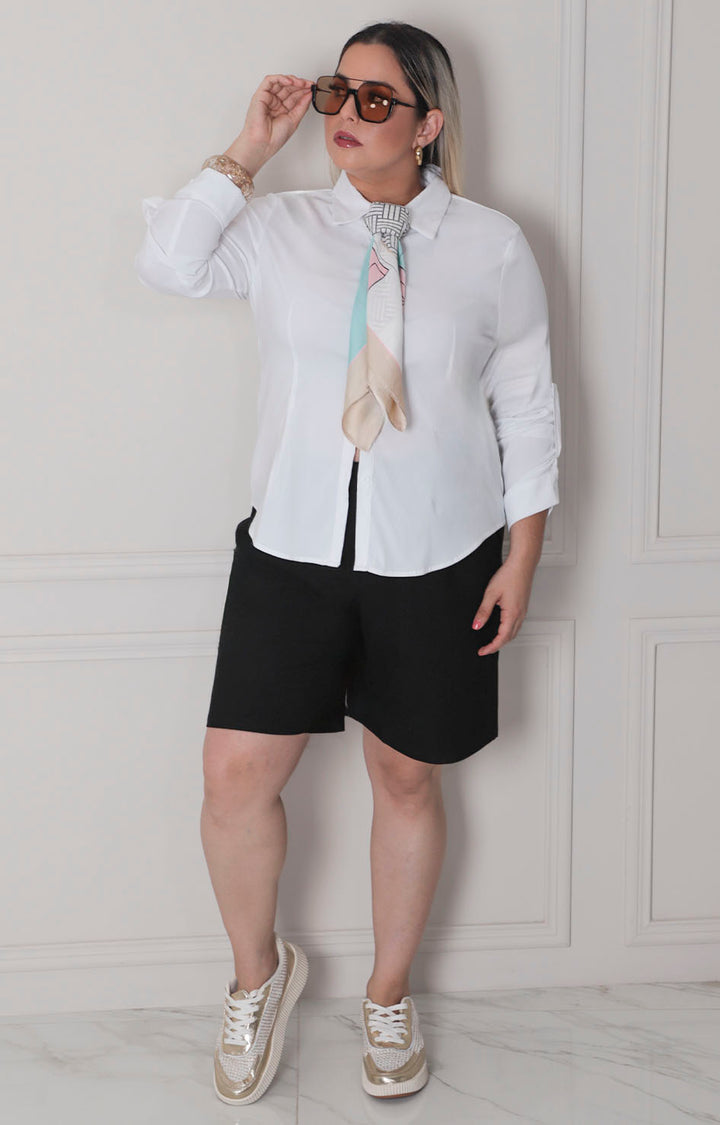 Blusa blanca de botones - BLUSAS CURVY Boutiquemirel 