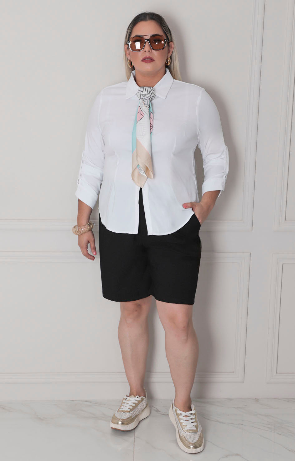 Blusa blanca de botones - BLUSAS CURVY Boutiquemirel 