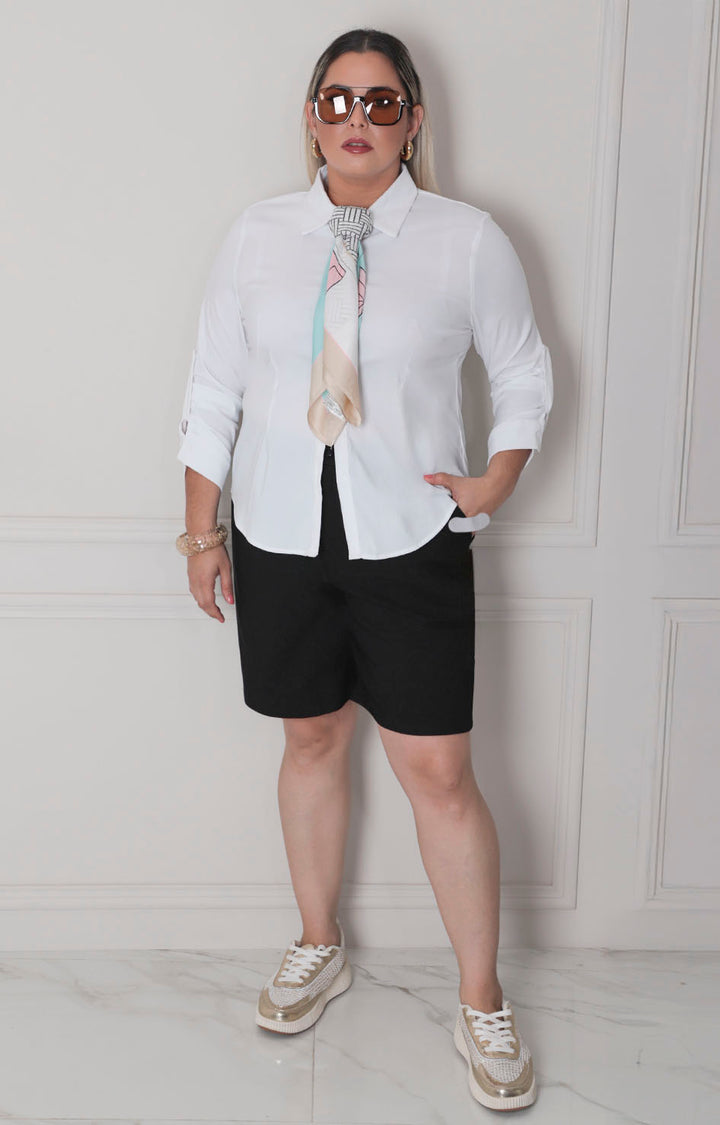 Blusa blanca de botones - BLUSAS CURVY Boutiquemirel 