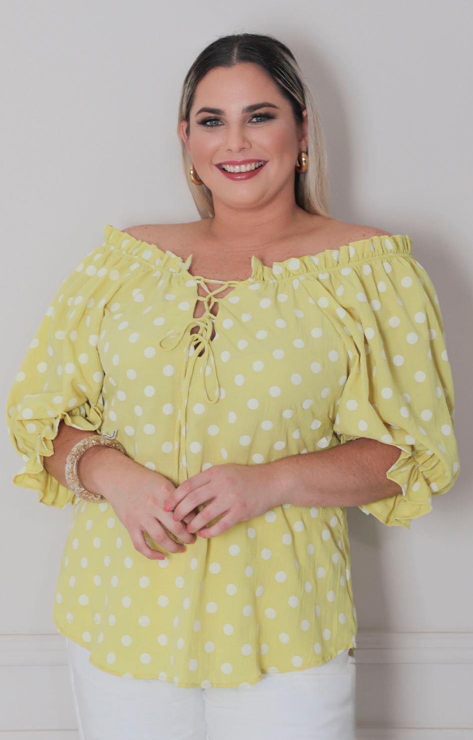 Blusa estampada polka dots - BLUSAS CURVY Boutiquemirel 