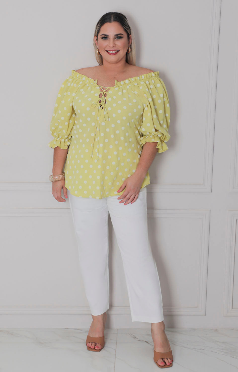 Blusa estampada polka dots - BLUSAS CURVY Boutiquemirel 