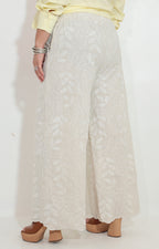 Pantalon beige con bordado y botones lateral - PANTALON Boutiquemirel 