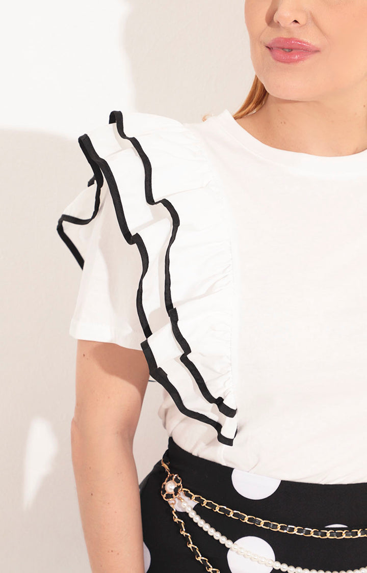 Blusa blanca con olan - BLUSA Boutiquemirel 