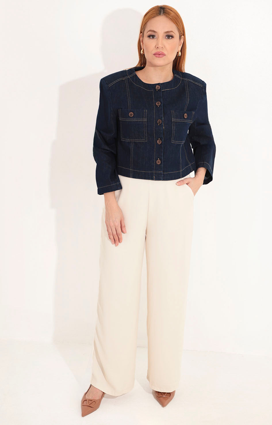 Chamarra de mezclilla cuello redondo - CHAMARRA Boutiquemirel 