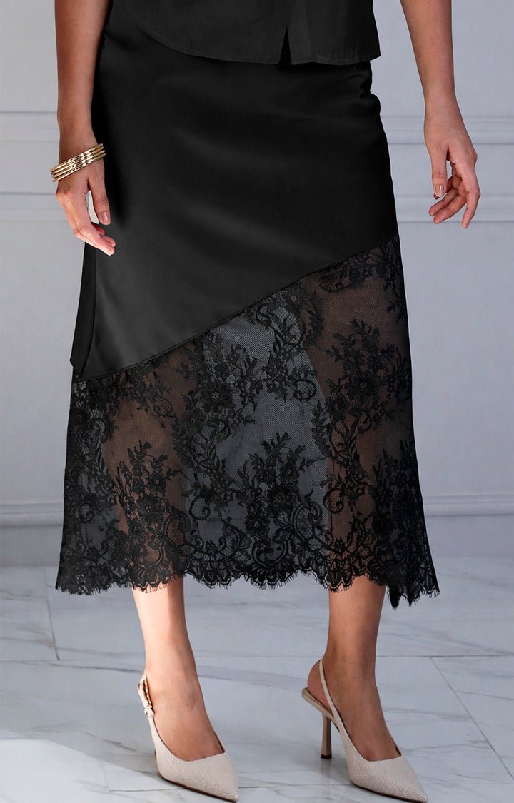 Falda recta con encaje - FALDA REGULAR Boutiquemirel 