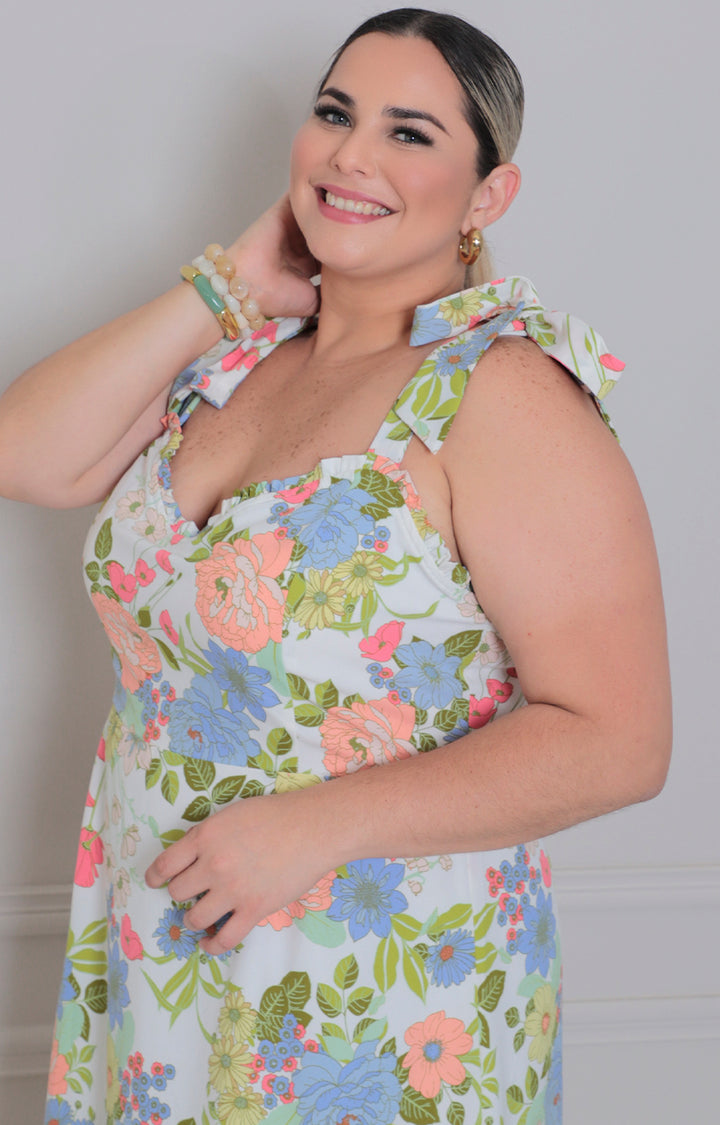 Vestido estampado de tirantes - VESTIDO LARGO CURVY Boutiquemirel 