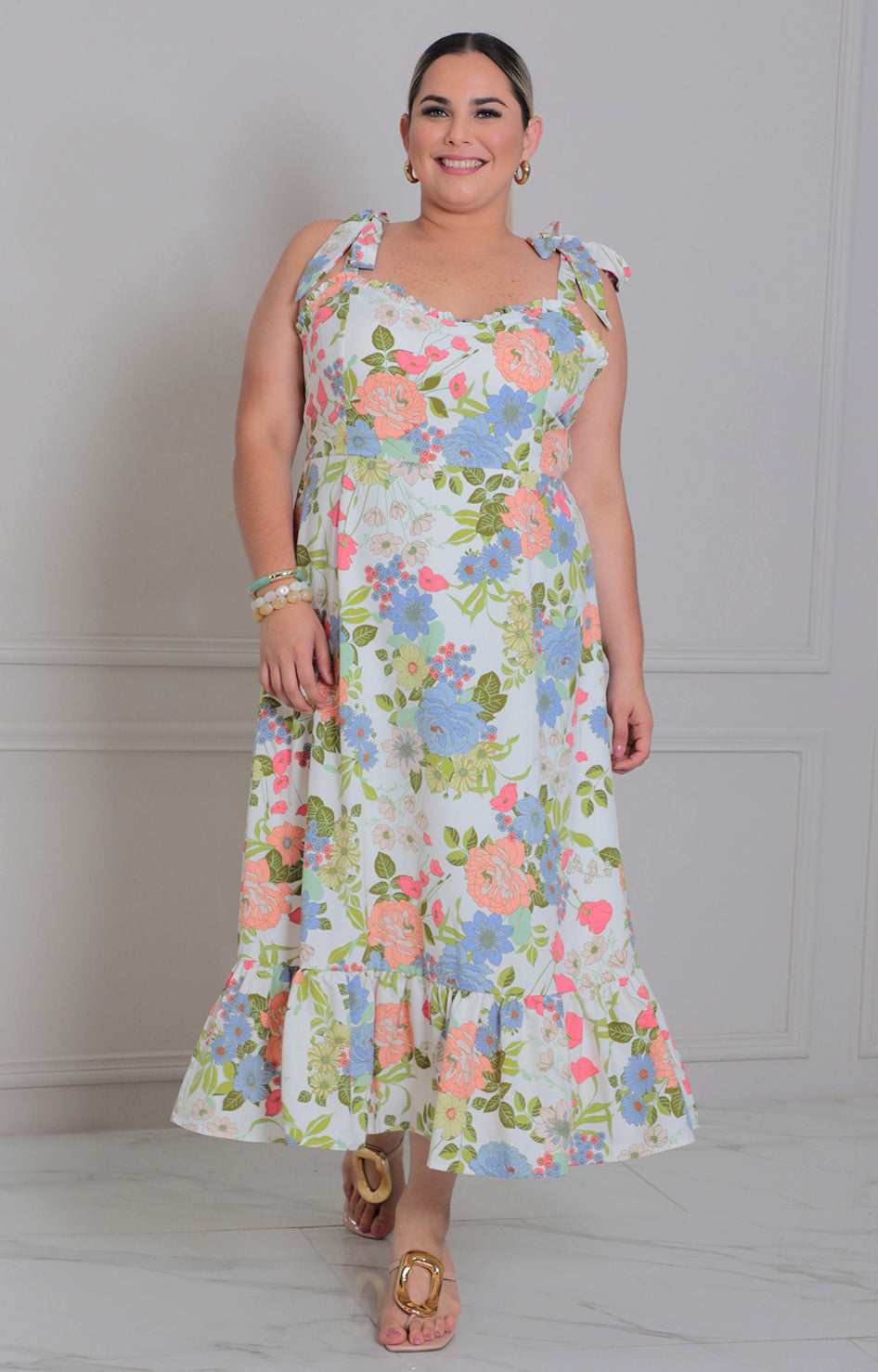 Vestido estampado de tirantes - VESTIDO LARGO CURVY Boutiquemirel 