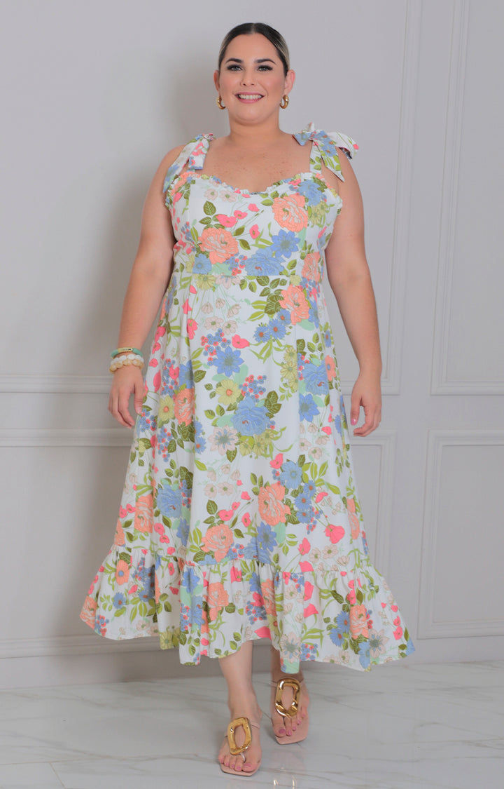 Vestido estampado de tirantes - VESTIDO LARGO CURVY Boutiquemirel 