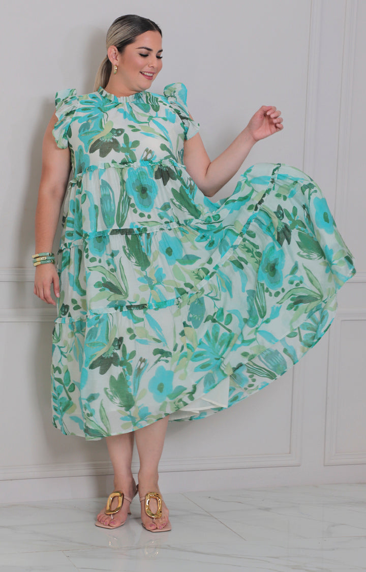 Vestido estampado tropical - VESTIDO LARGO CURVY Boutiquemirel 