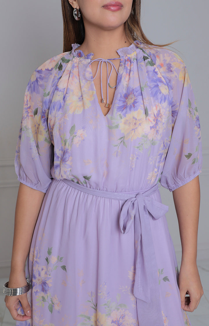 Vestido estampado con lazo - VESTIDO LARGO REGULAR Boutiquemirel 