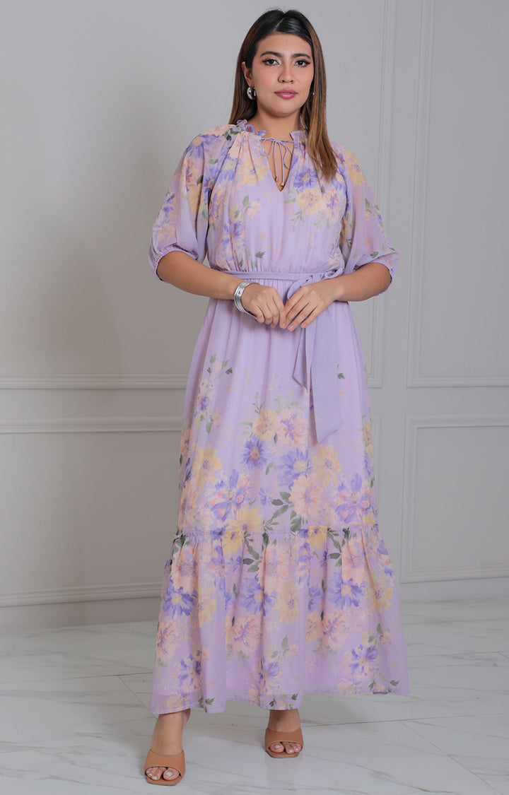Vestido estampado con lazo - VESTIDO LARGO REGULAR Boutiquemirel 