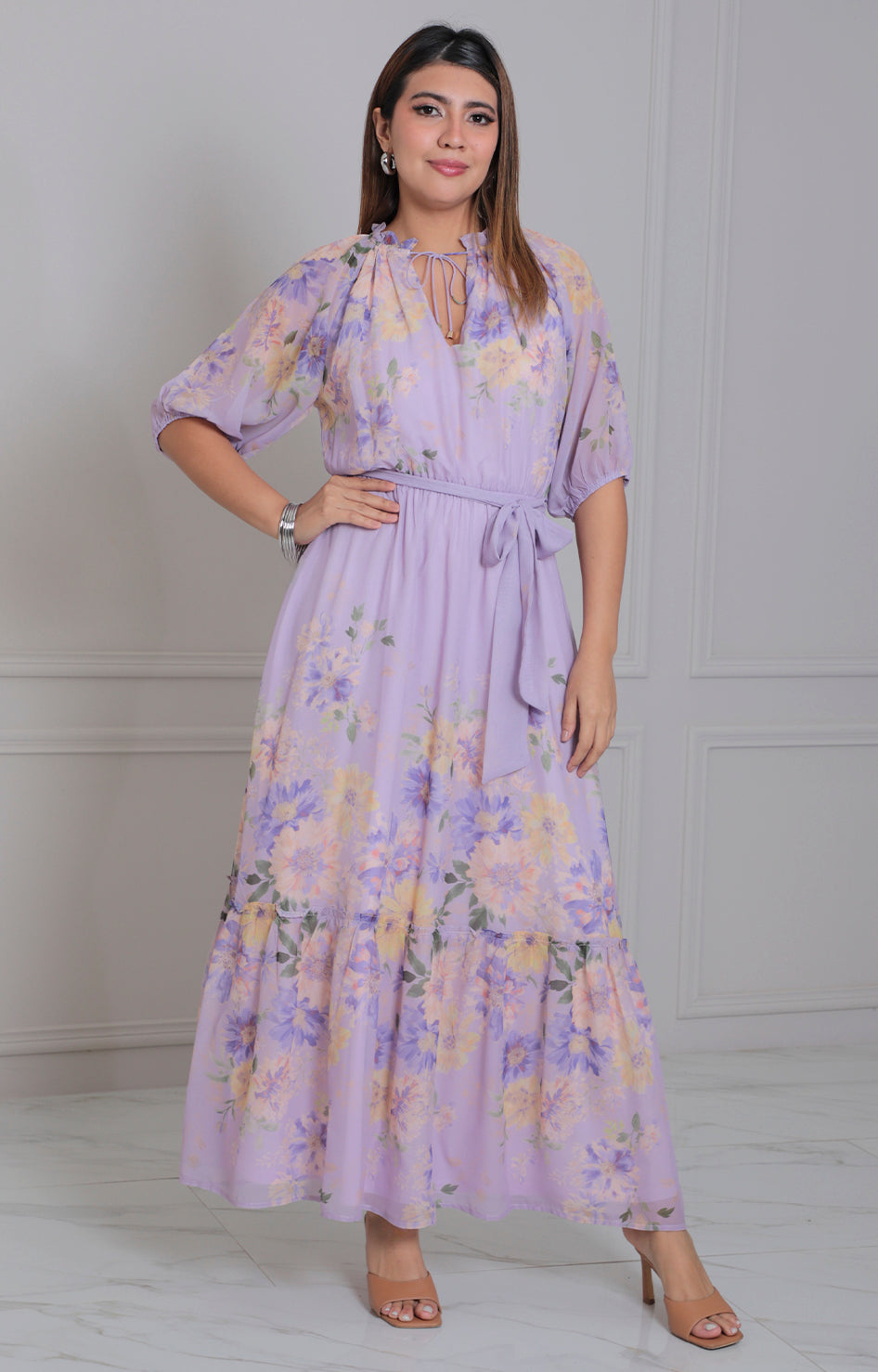 Vestido estampado con lazo - VESTIDO LARGO REGULAR Boutiquemirel 