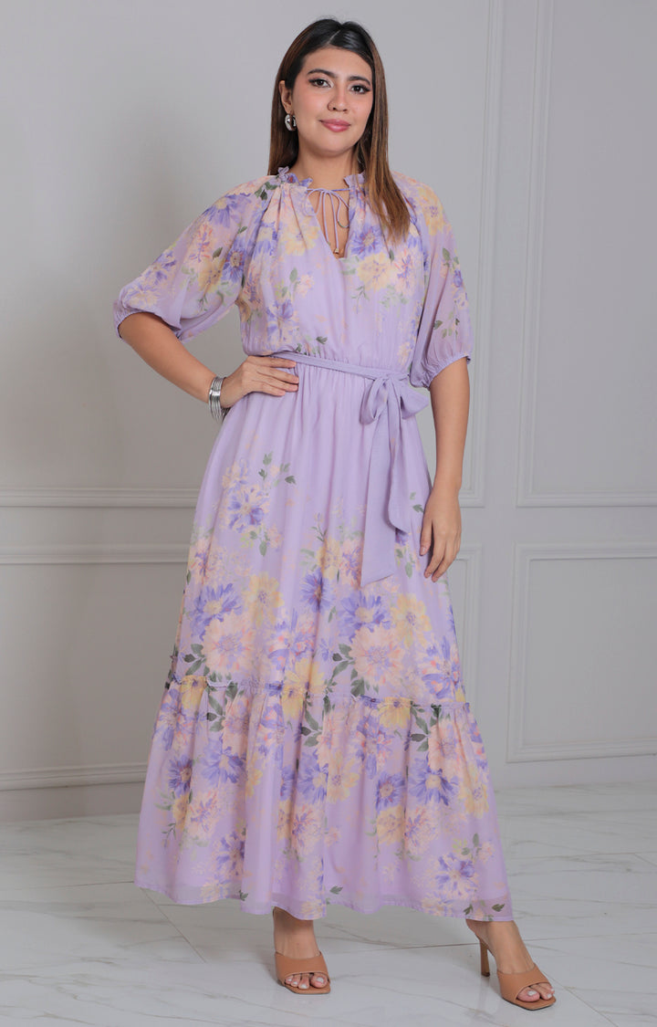 Vestido estampado con lazo - VESTIDO LARGO REGULAR Boutiquemirel 