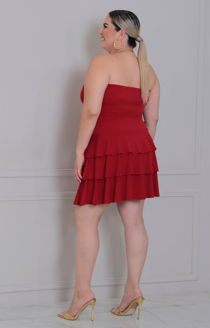 Vestido rojo straple - VESTIDO CORTO CURVY Boutiquemirel 