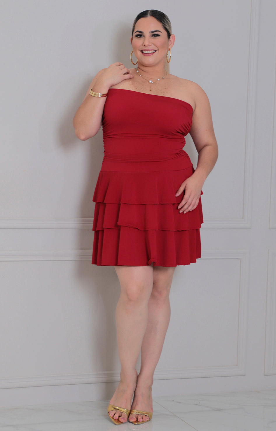 Vestido rojo straple - VESTIDO CORTO CURVY Boutiquemirel 