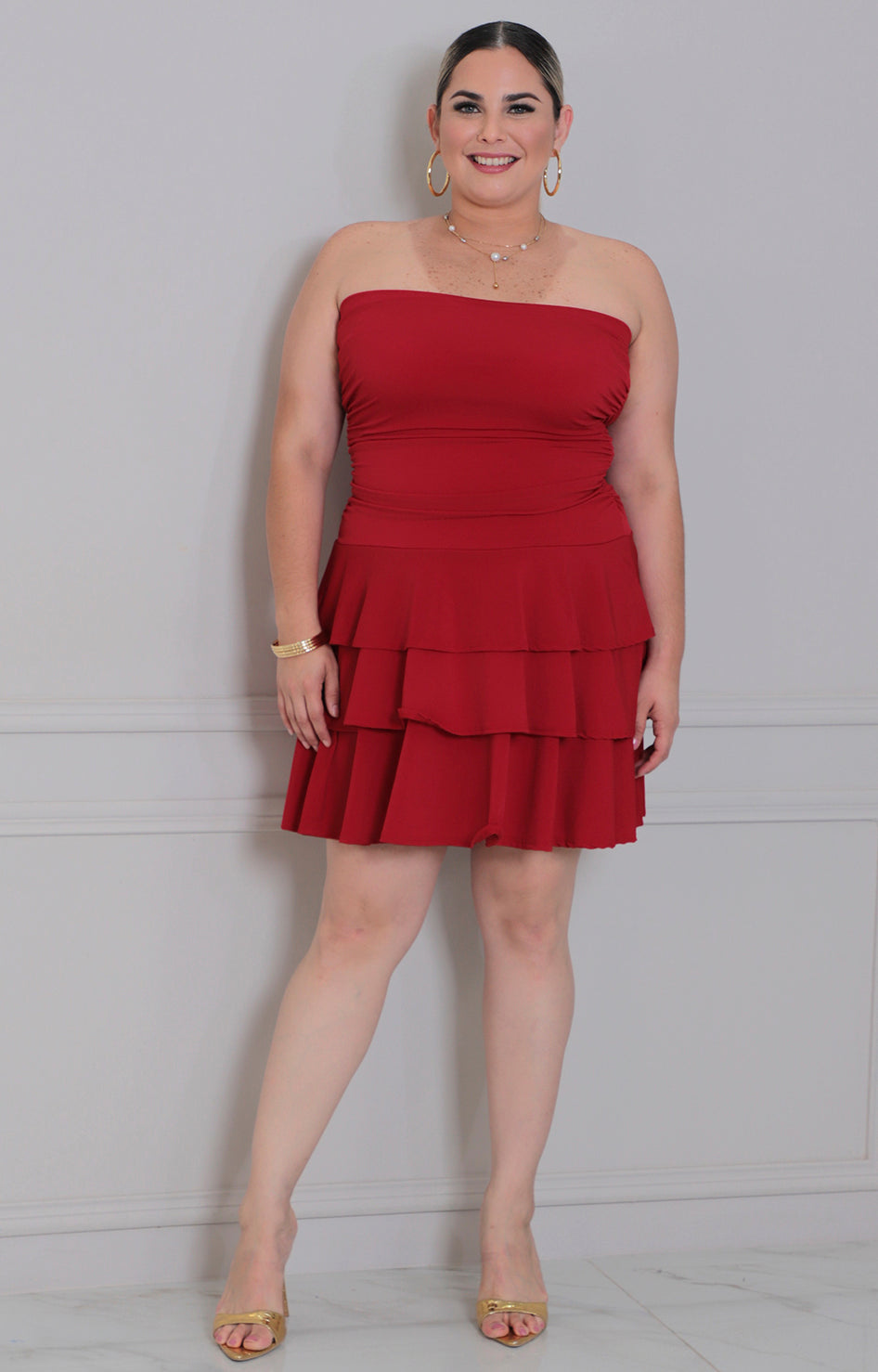 Vestido rojo straple - VESTIDO CORTO CURVY Boutiquemirel 