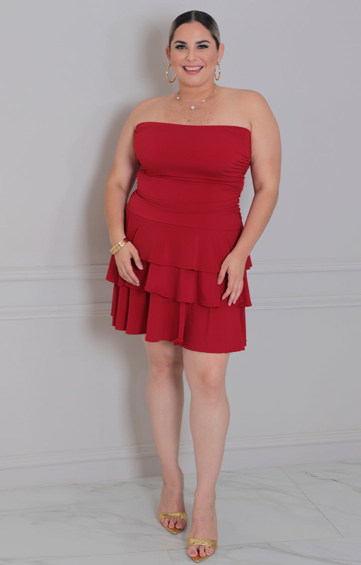 Vestido rojo straple - VESTIDO CORTO CURVY Boutiquemirel 