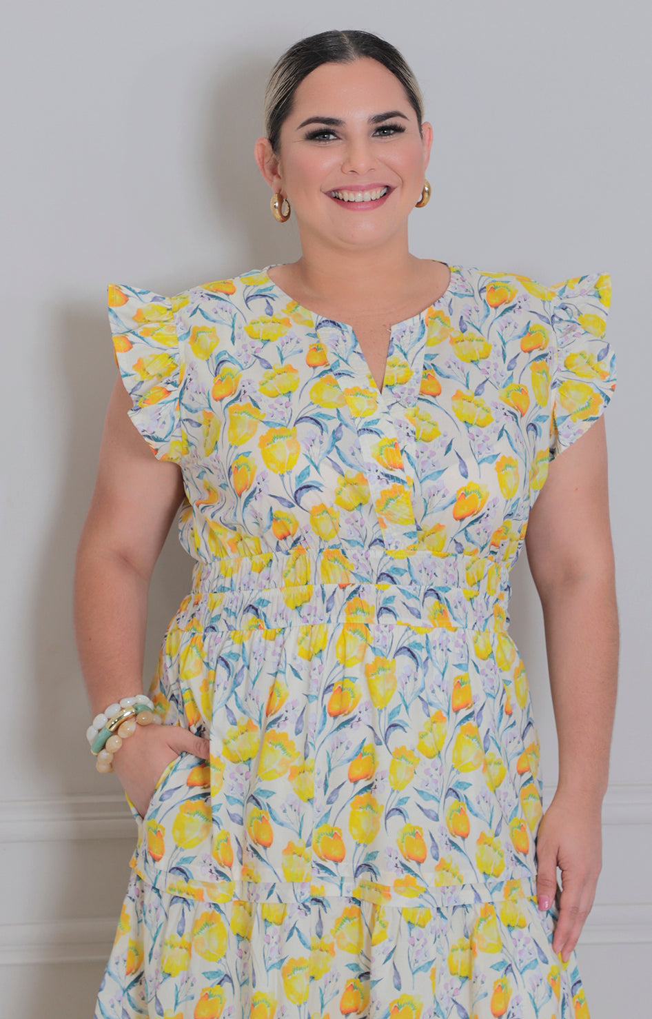 Vestido estampado de flores - VESTIDO LARGO CURVY Boutiquemirel 