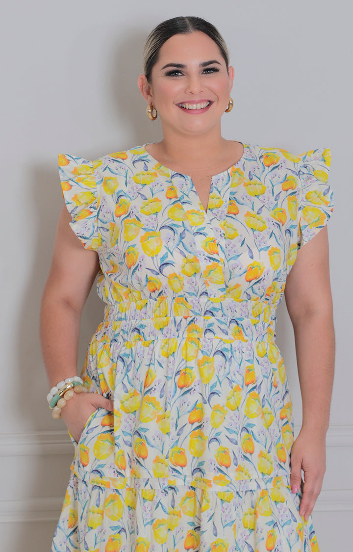 Vestido estampado de flores - VESTIDO LARGO CURVY Boutiquemirel 