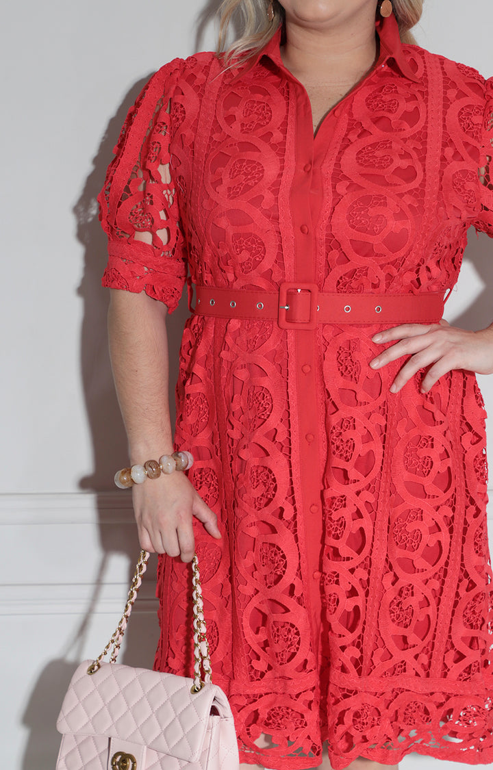 Vestido rojo de guipiur - VESTIDO XL Boutiquemirel 