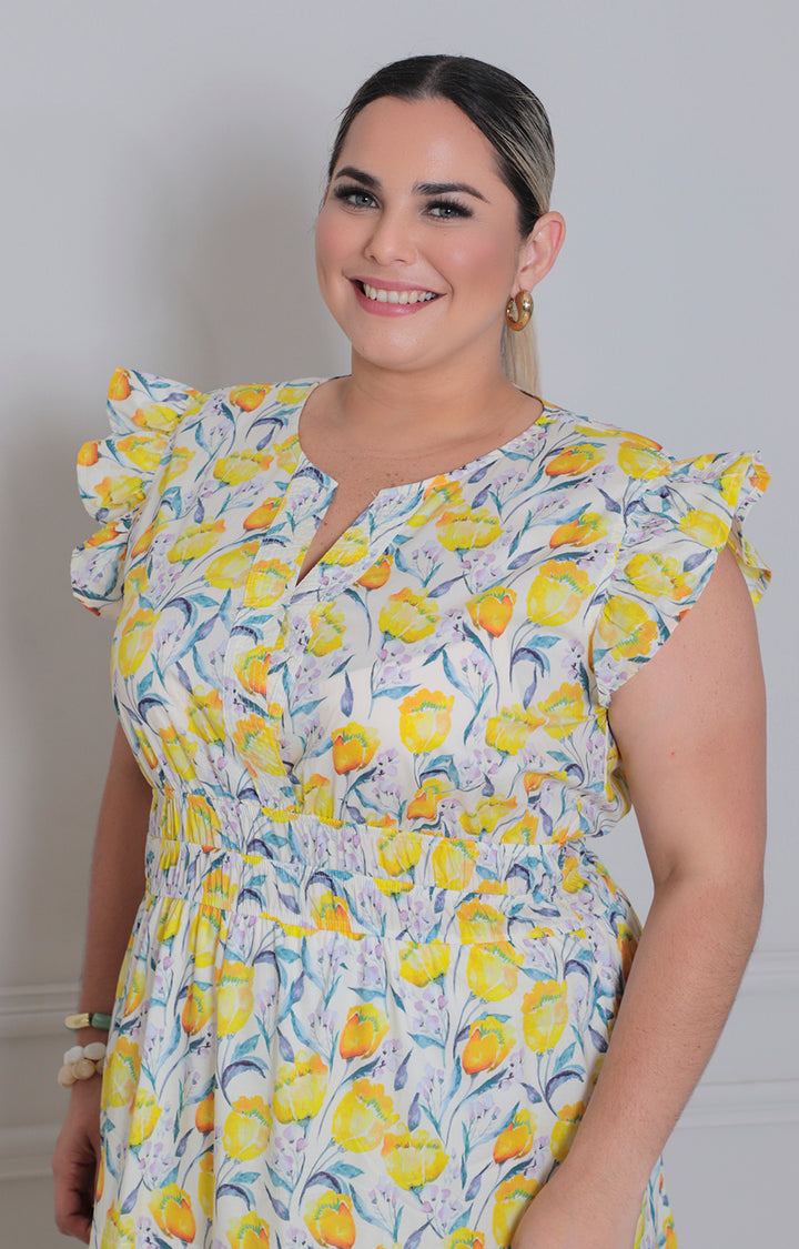 Vestido estampado de flores - VESTIDO LARGO CURVY Boutiquemirel 